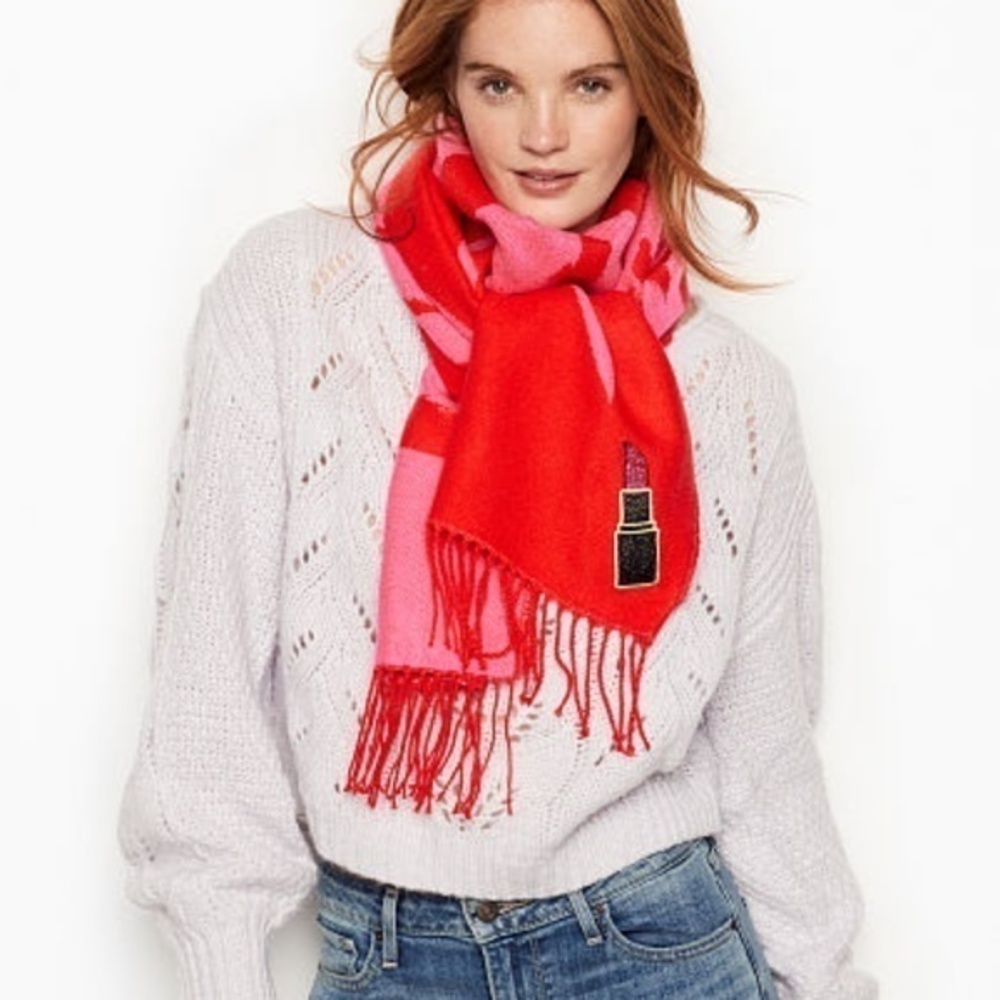 Victorias Secret Scarf knit Wrap Red pink